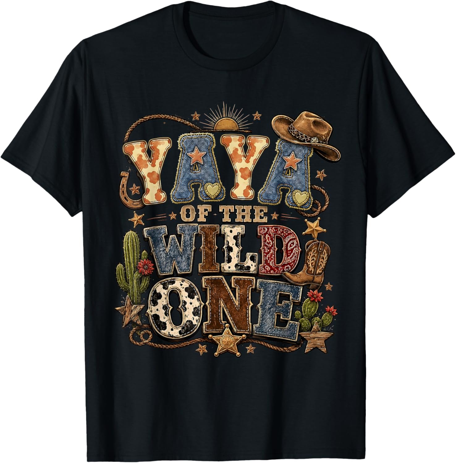 Grandma Yaya of The Wild One Cowboy First Birthday Party T-Shirt - T-Shirt | Black