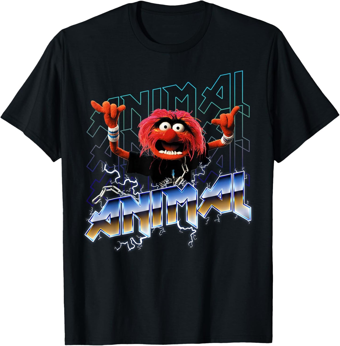 Disney The Muppets Animal Vintage Rock Metal Poster T-Shirt - T-Shirt | Black