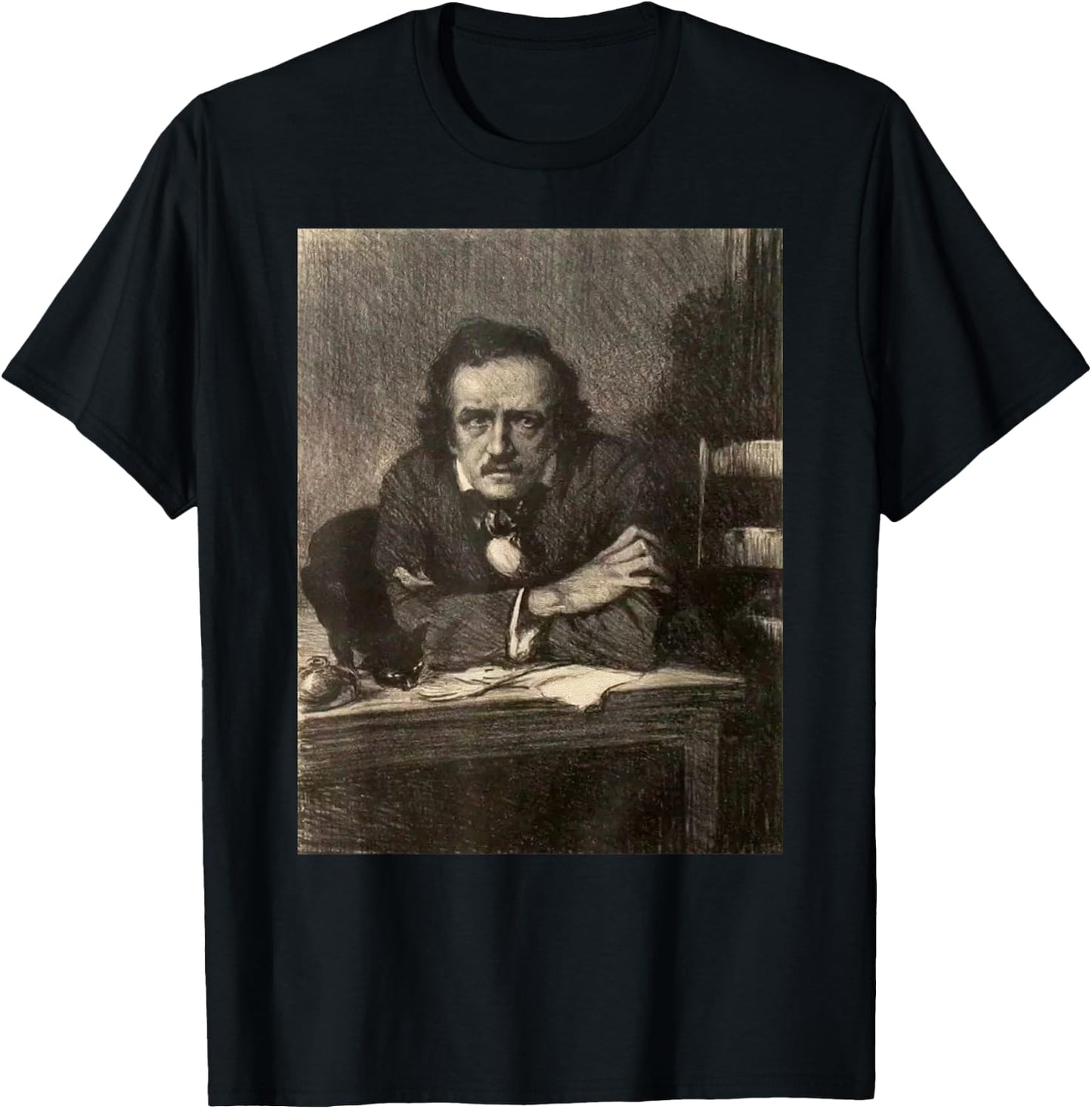 Poe Black Cat-Vintage Cat Lover Edgar Allan Poe T-Shirt - T-Shirt | Black