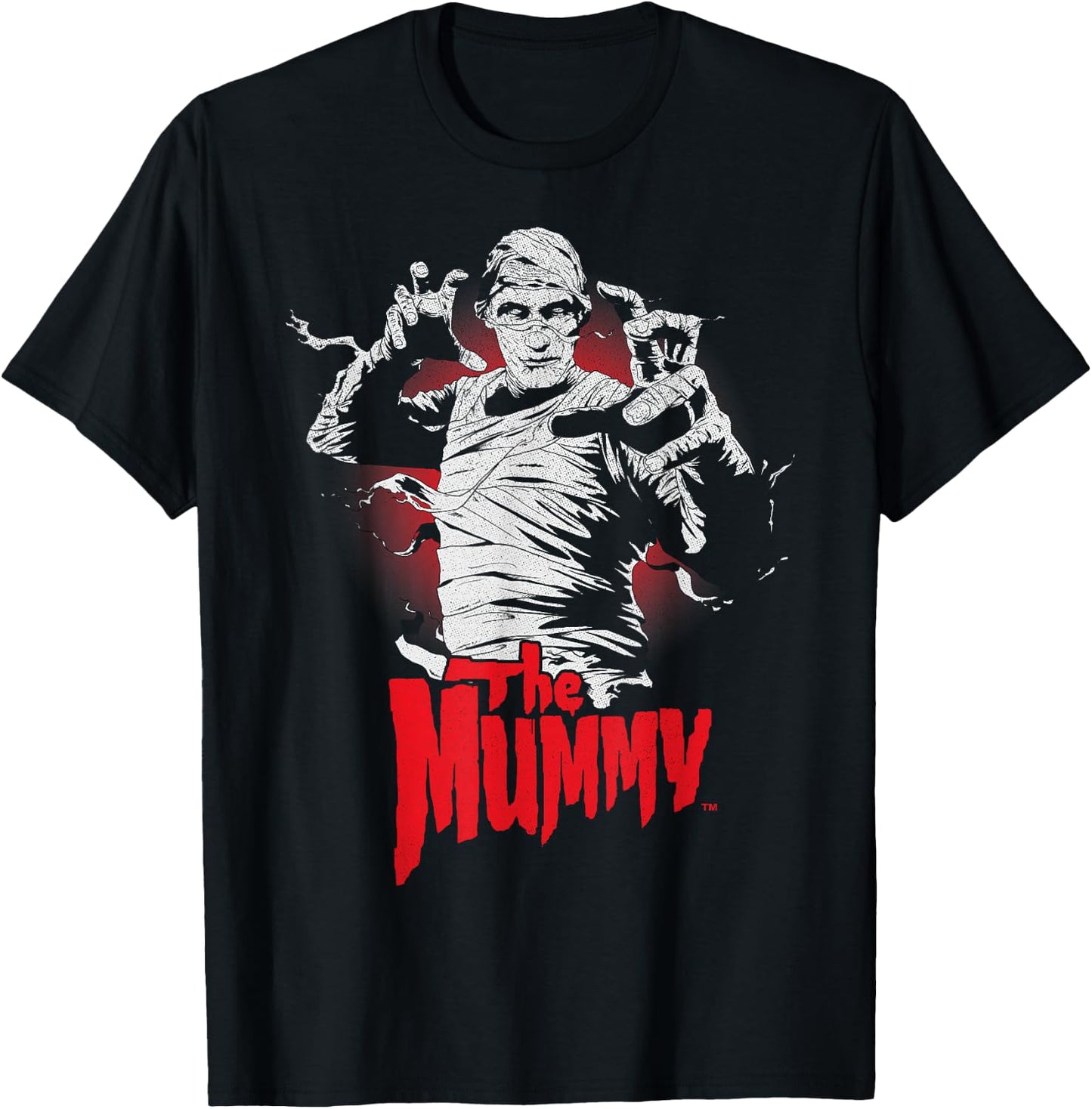 Universal Monsters Distressed The Mummy Portrait Logo T-Shirt - T-Shirt | Black