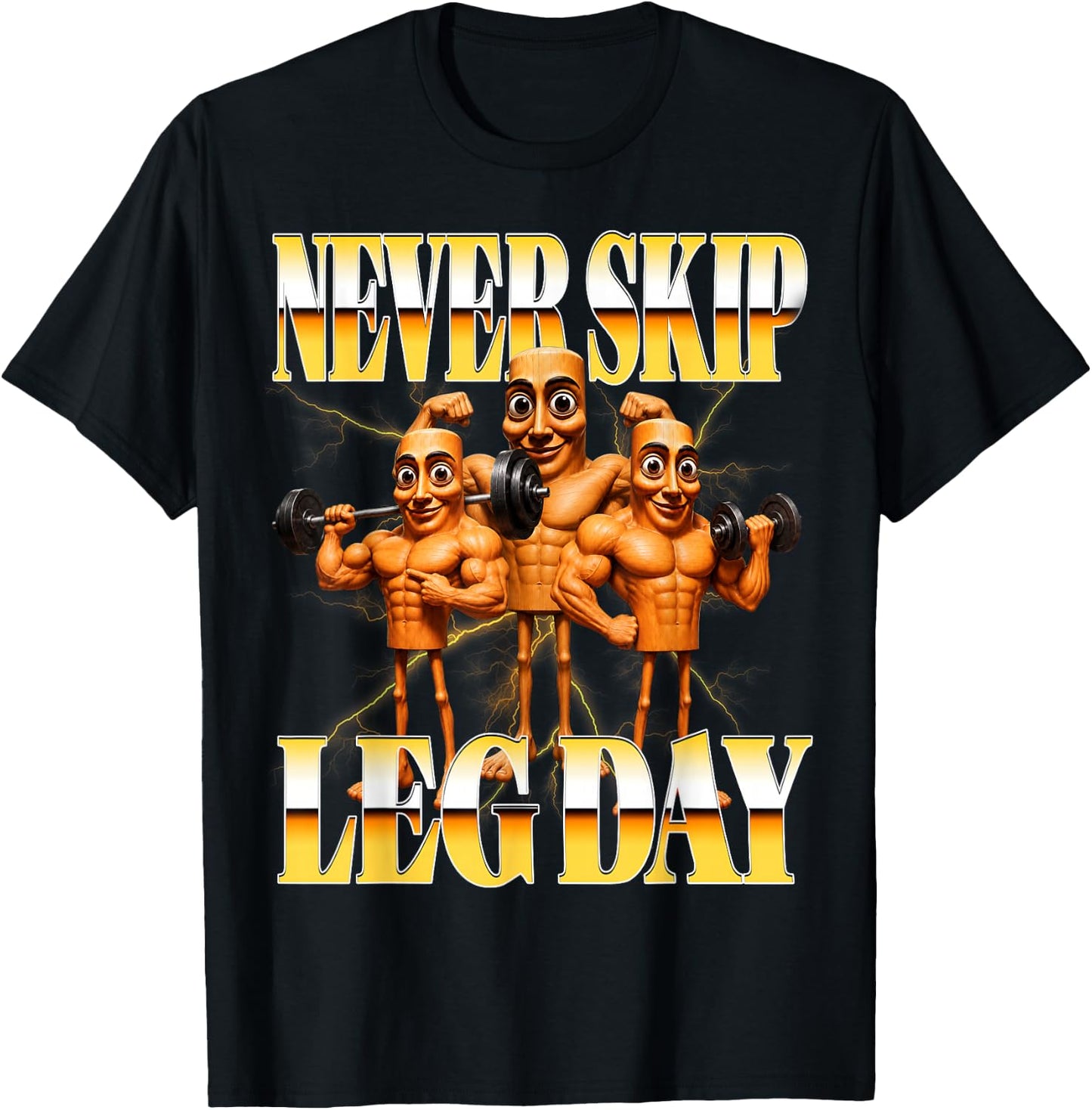 Triple T Never Skip Leg Day Bootleg Retro Y2K Brainrot Meme T-Shirt - T-Shirt | Black