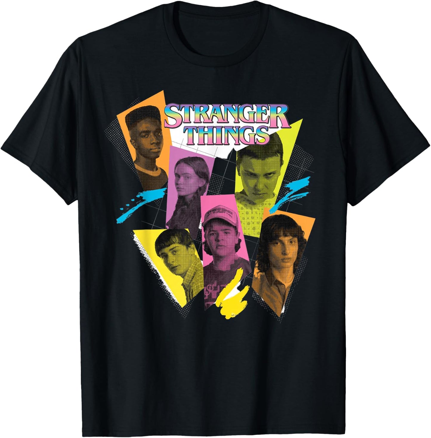Stranger Things 4 Lucas, Max, Dustin, Eleven, Mike T-Shirt - T-Shirt | Black