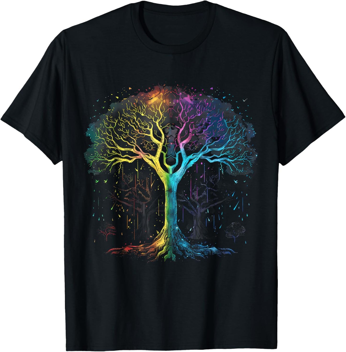 Tree of Life Yggdrasil Rainbow Tree T-Shirt - T-Shirt | Black