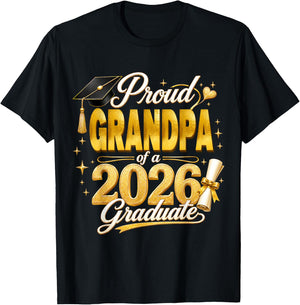 Proud Grandpa 2026 Graduate Senior Graduation Family Pride T-Shirt - T-Shirt | Black