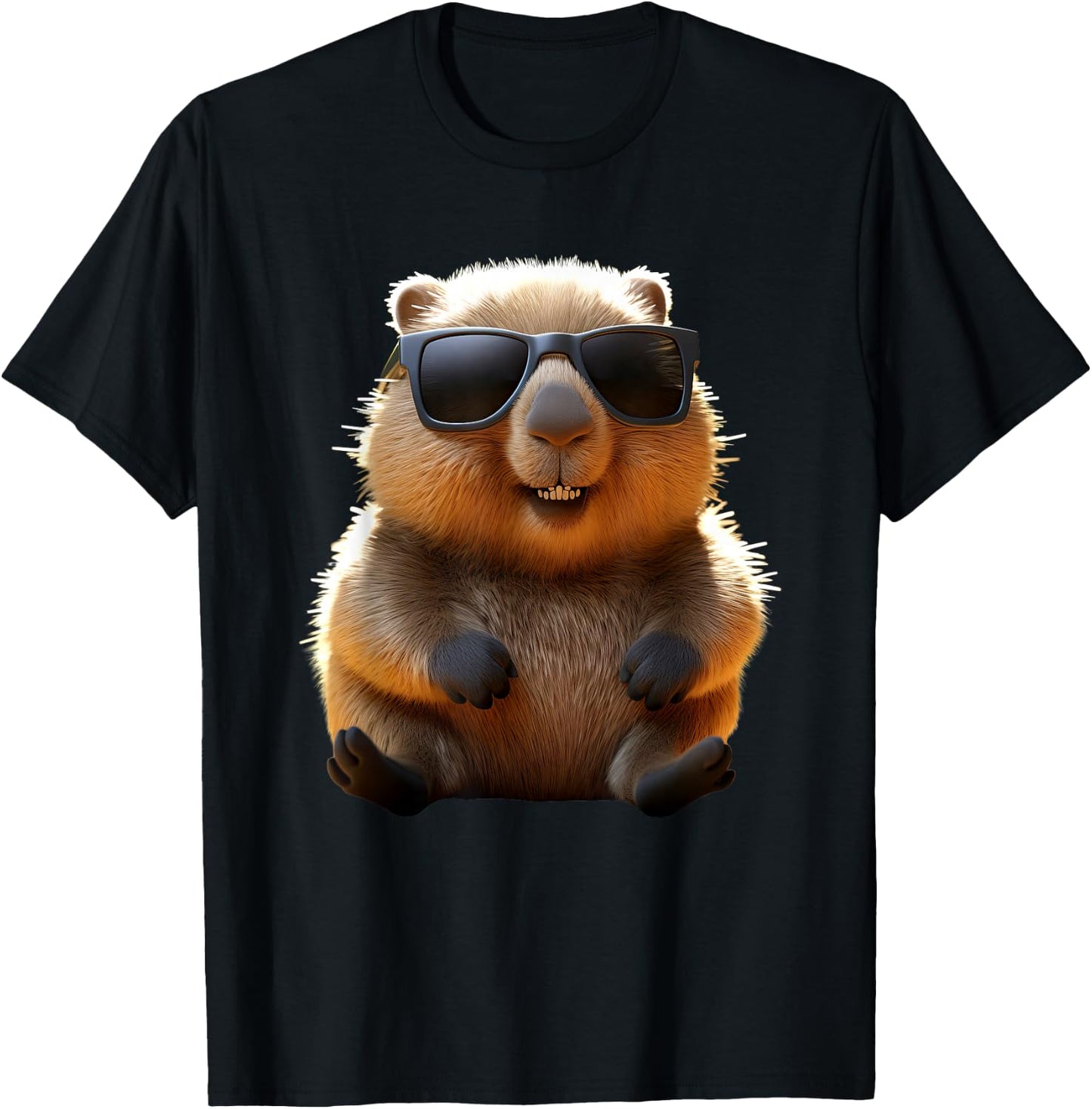 Wombat with Sunglasses Australia Marsupial Cute Wombat , black T-Shirt - T-Shirt | Black