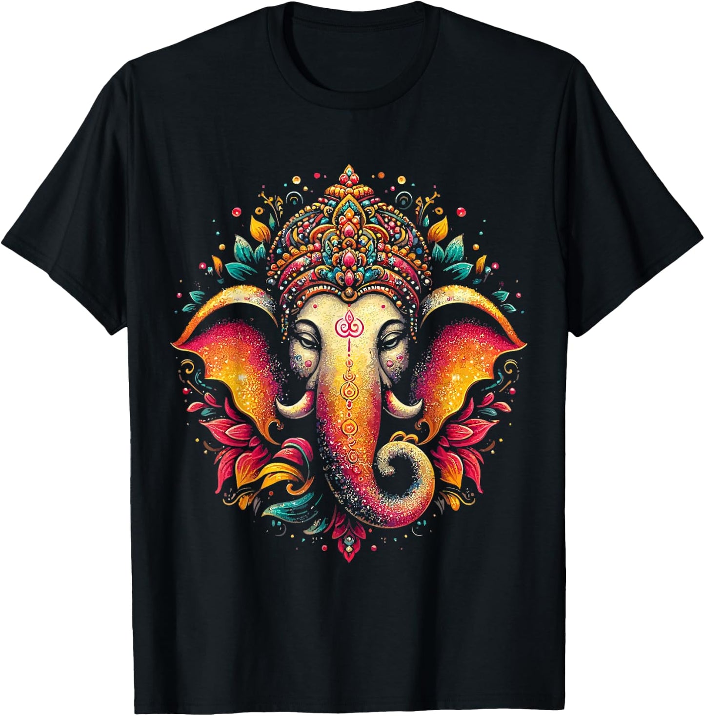 Ganesh Symbol Yoga Hindu Elephant God Ganesha Puja T-Shirt - T-Shirt | Black
