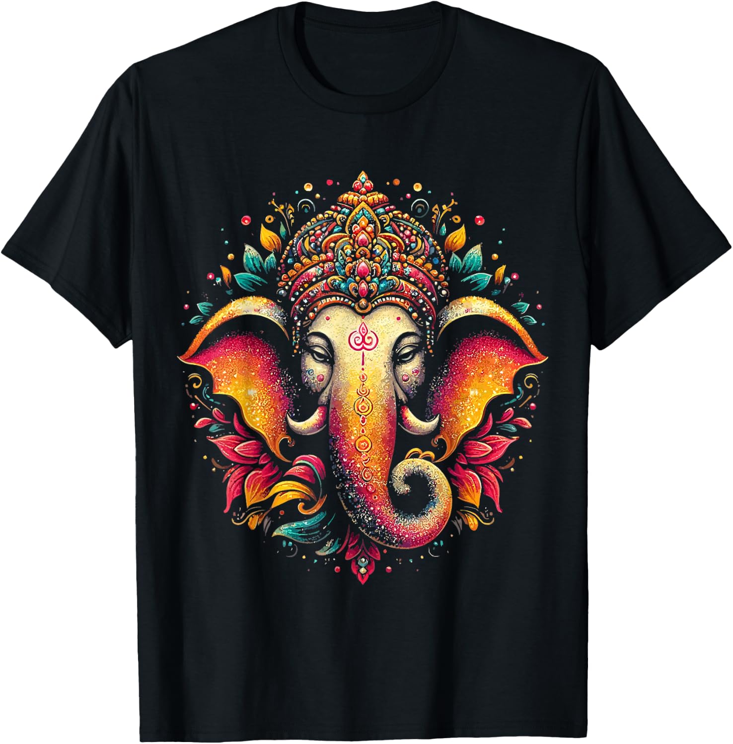 Ganesh Symbol Yoga Hindu Elephant God Ganesha Puja T-Shirt - T-Shirt | Black