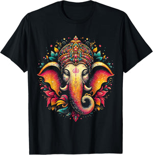 Ganesh Symbol Yoga Hindu Elephant God Ganesha Puja T-Shirt - T-Shirt | Black