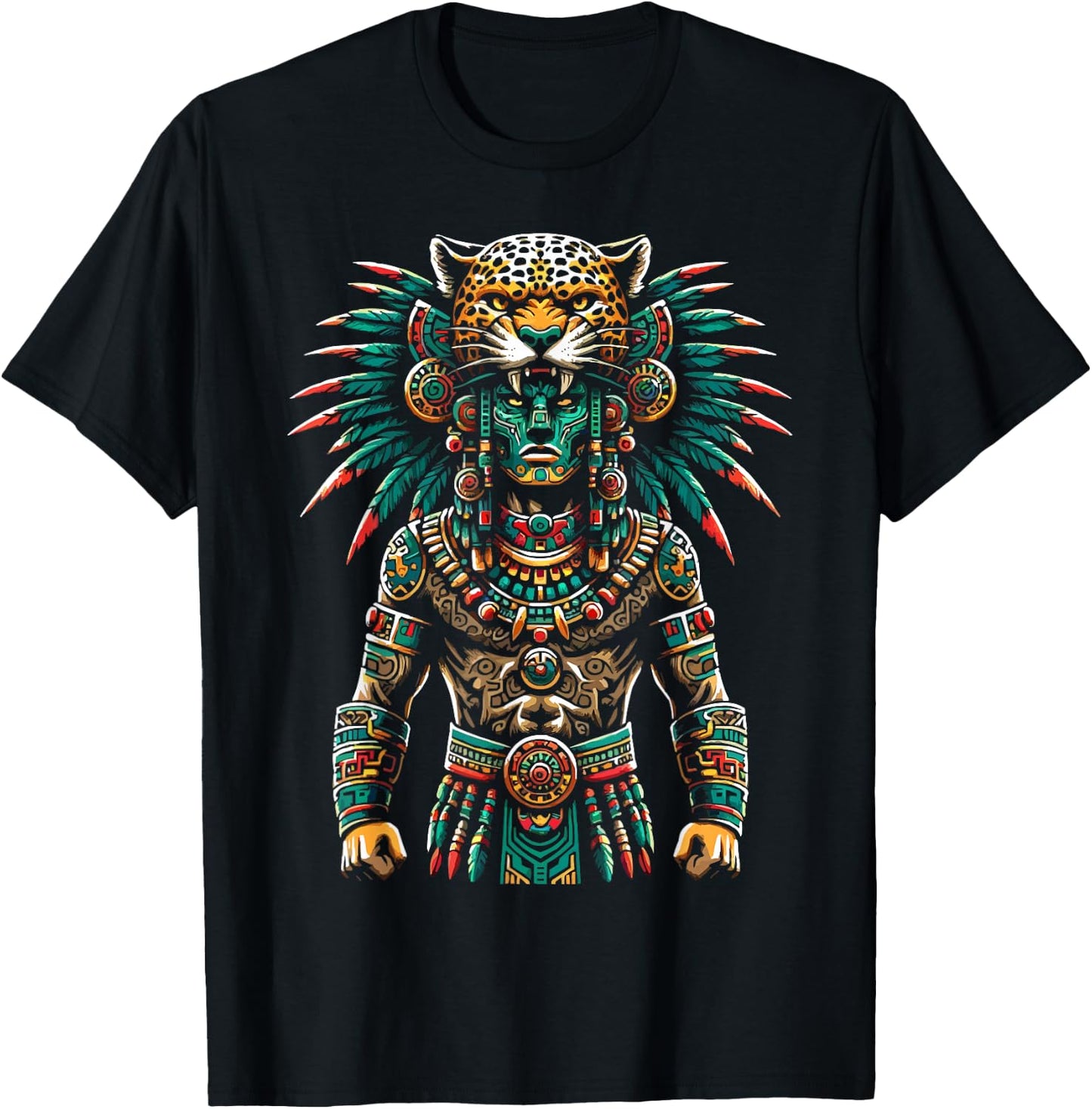 Aztec Jaguar Warrior Aztec Culture Mayan Indigenous T-Shirt - T-Shirt | Black