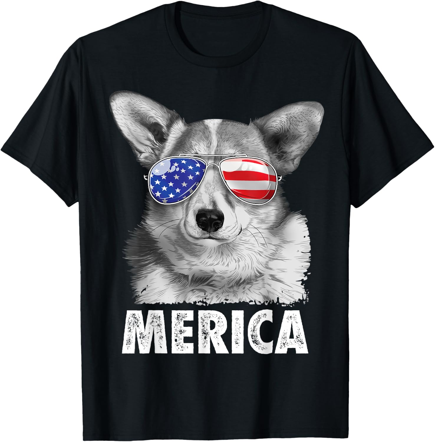Corgi 4th of July Shirt Merica Men Women USA American Flag T-Shirt - T-Shirt | Black
