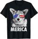 Corgi 4th of July Shirt Merica Men Women USA American Flag T-Shirt - T-Shirt | Black