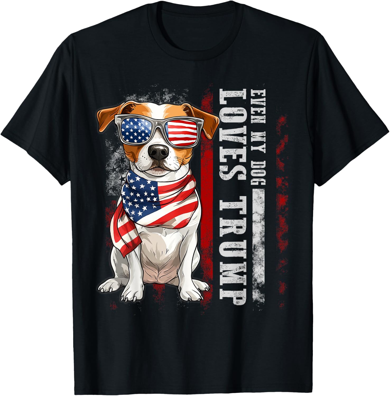 Jack Russell Terrier Even My Dog Loves Trump Funny Men Women Kids T-Shirt - T-Shirt | Black