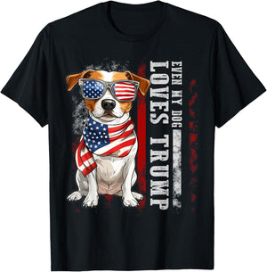 Jack Russell Terrier Even My Dog Loves Trump Funny Men Women Kids T-Shirt - T-Shirt | Black