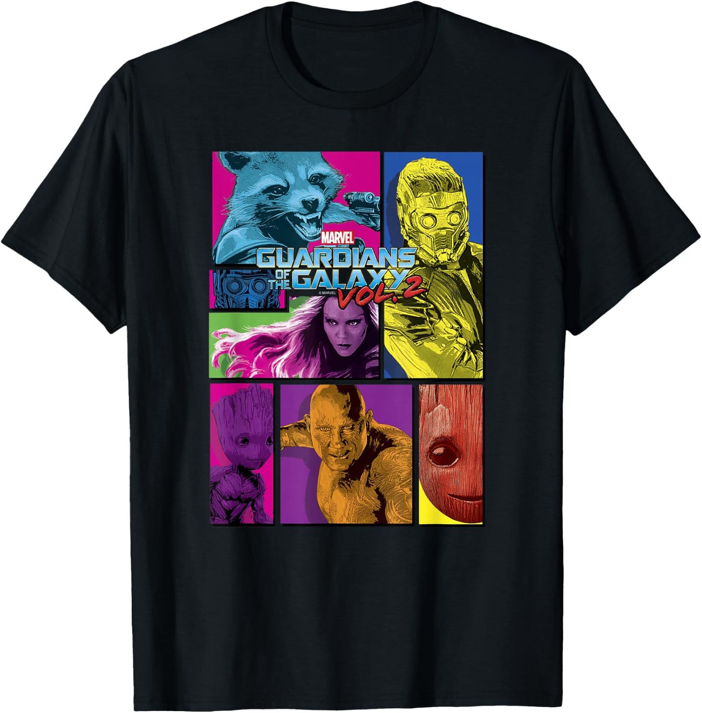 Marvel Guardians of the Galaxy Vol. 2 Group Panels T-Shirt - T-Shirt | Black