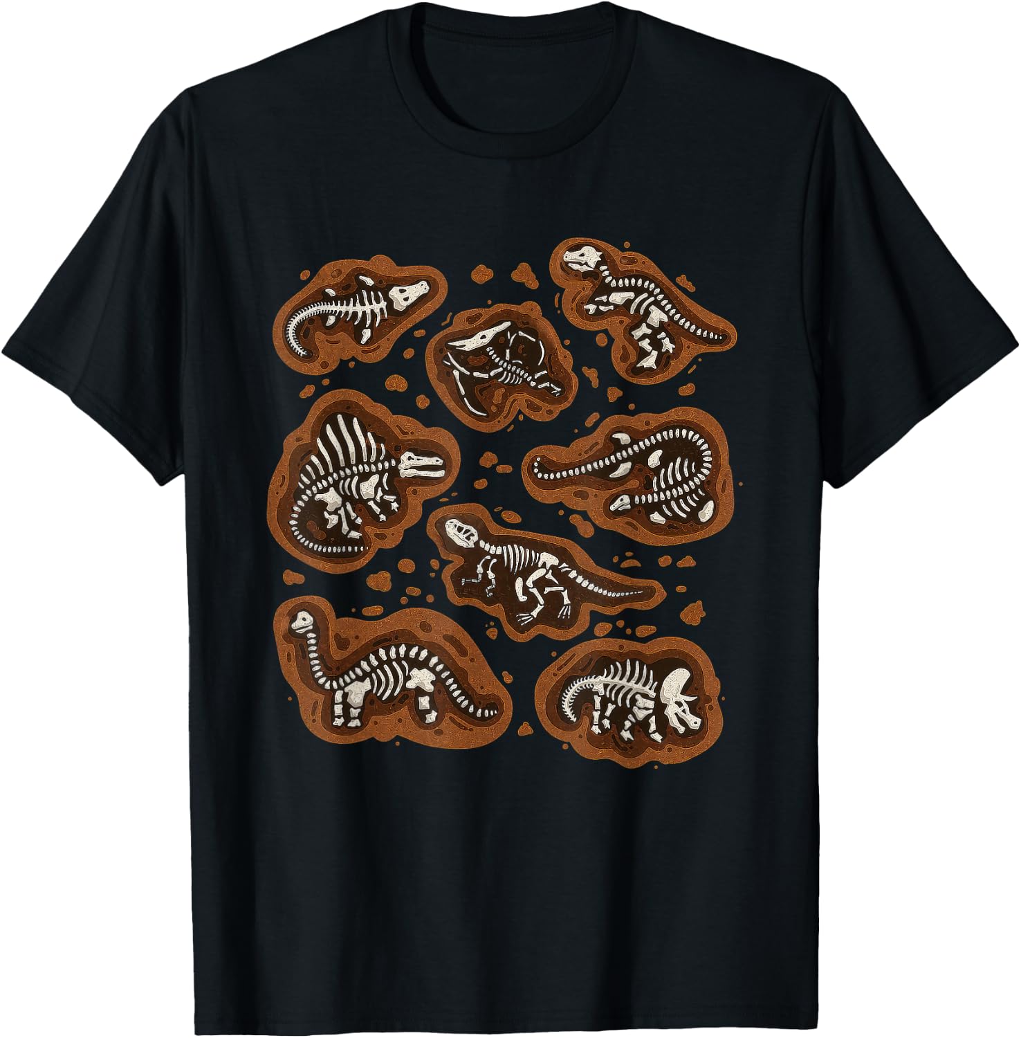 Dinosaur Skeleton Fossil Prehistoric Bones of Dinosaurs T-Shirt - T-Shirt | Black