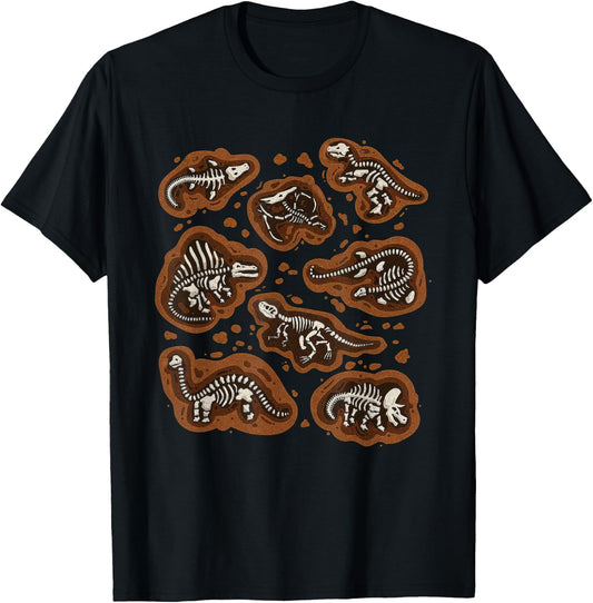 Dinosaur Skeleton Fossil Prehistoric Bones of Dinosaurs T-Shirt - T-Shirt | Black
