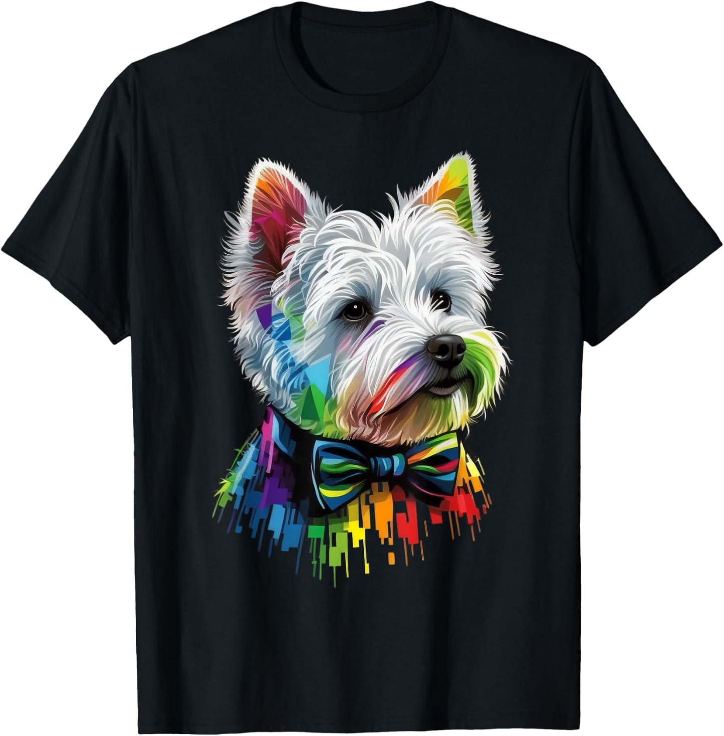 Westie Gay Pride Dog LGBT Rainbow Flag on Westie LGBTQ Men Women Kids T-Shirt - T-Shirt | Black