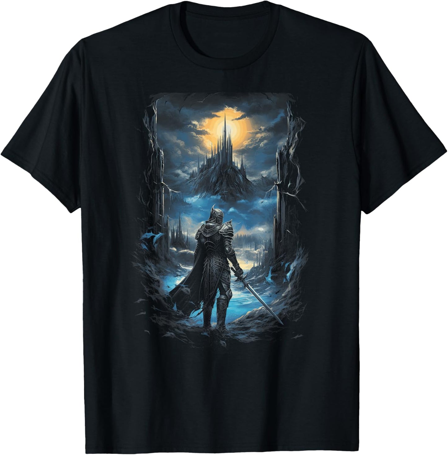 Medivival Knight Dark Dragon Epic Sorcery Gothic Fantasy Castle Magic Fairytale Mythical - -Adults, -Kids - Black - Small - - Short Sleeve - Machine Wash T-Shirt - T-Shirt | Black