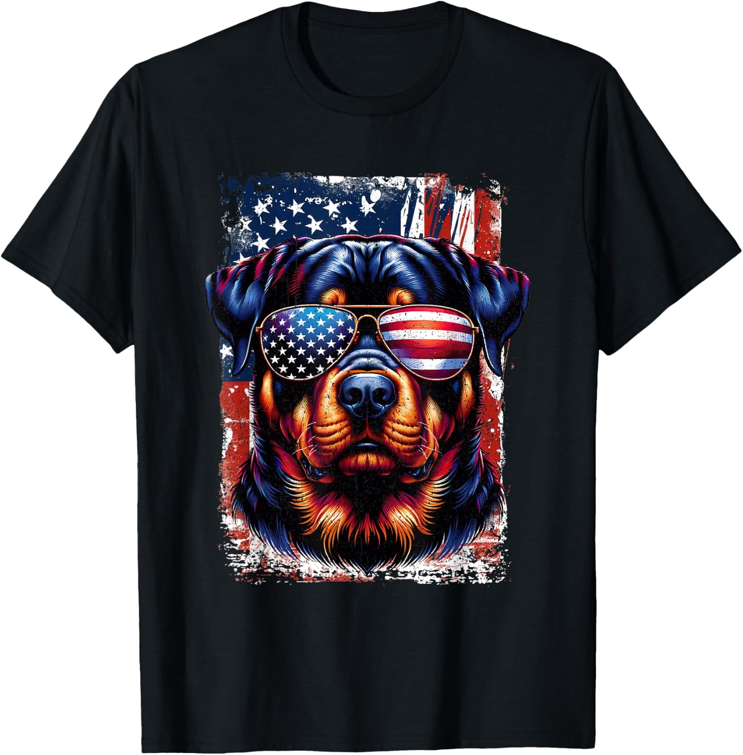 Vintage Rottweiler Dogs Lovers American Flag 4th Of July Women Kids Men T-Shirt - T-Shirt | Black