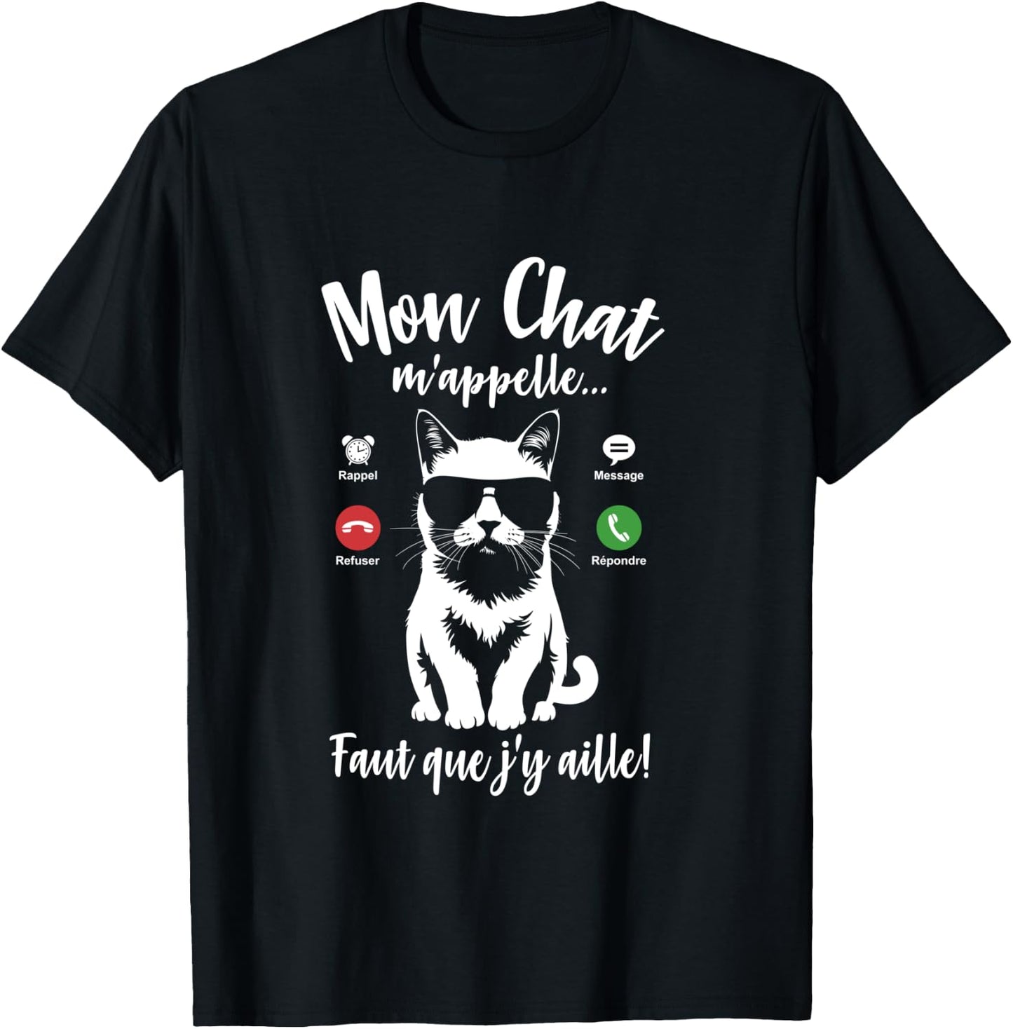 Silhouette Cat Woman Girl Funny My Cat Calls Me Calls Me Design T-Shirt - T-Shirt | Black