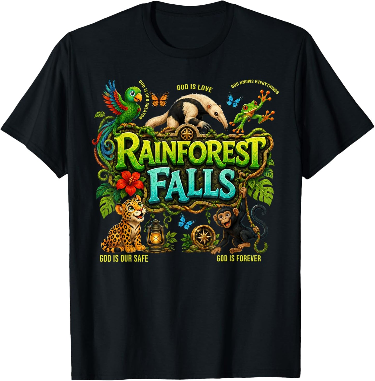 Rainforest Falls VBS 2026 Bible Christian Men Women Kids T-Shirt - T-Shirt | Black