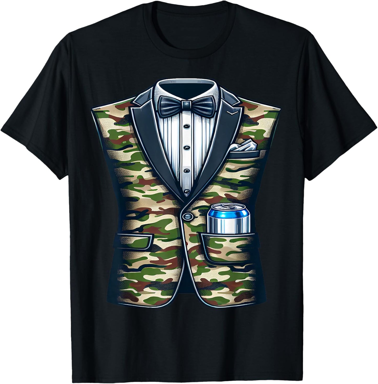 Tuxedo Camouflage with Beer T-Shirt - T-Shirt | Black