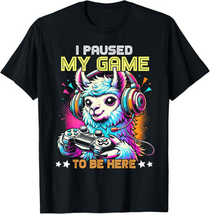 Llama Video Game Controller I Paused My Game To Be Here T-Shirt - T-Shirt | Black