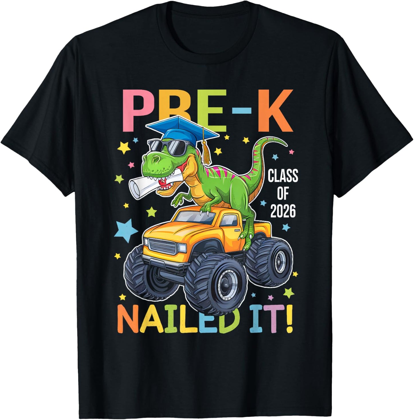 Pre-K Graduation Class Of 2026 Graduate Dinosaur Boys Kids T-Shirt - T-Shirt | Black