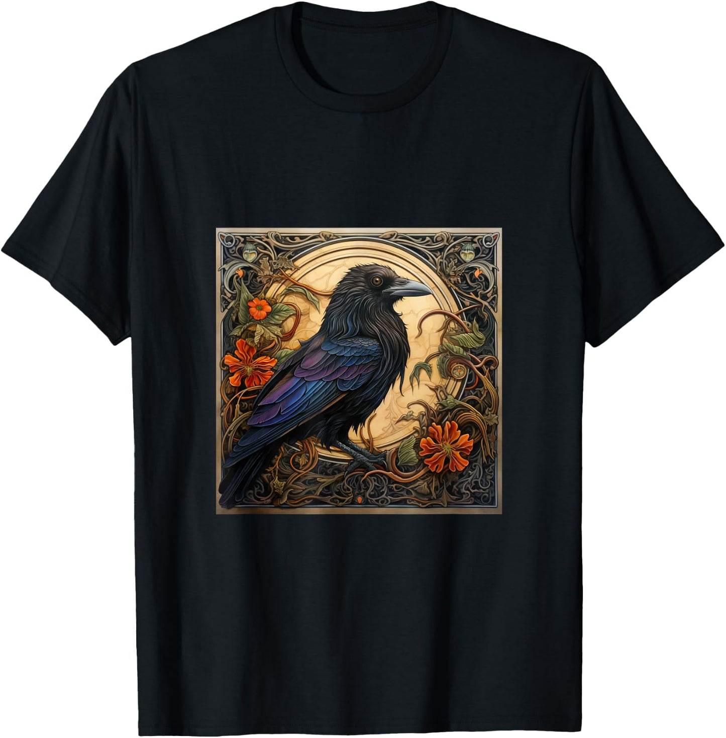 Raven Art Nouveau Abstract T-Shirt - T-Shirt | Black