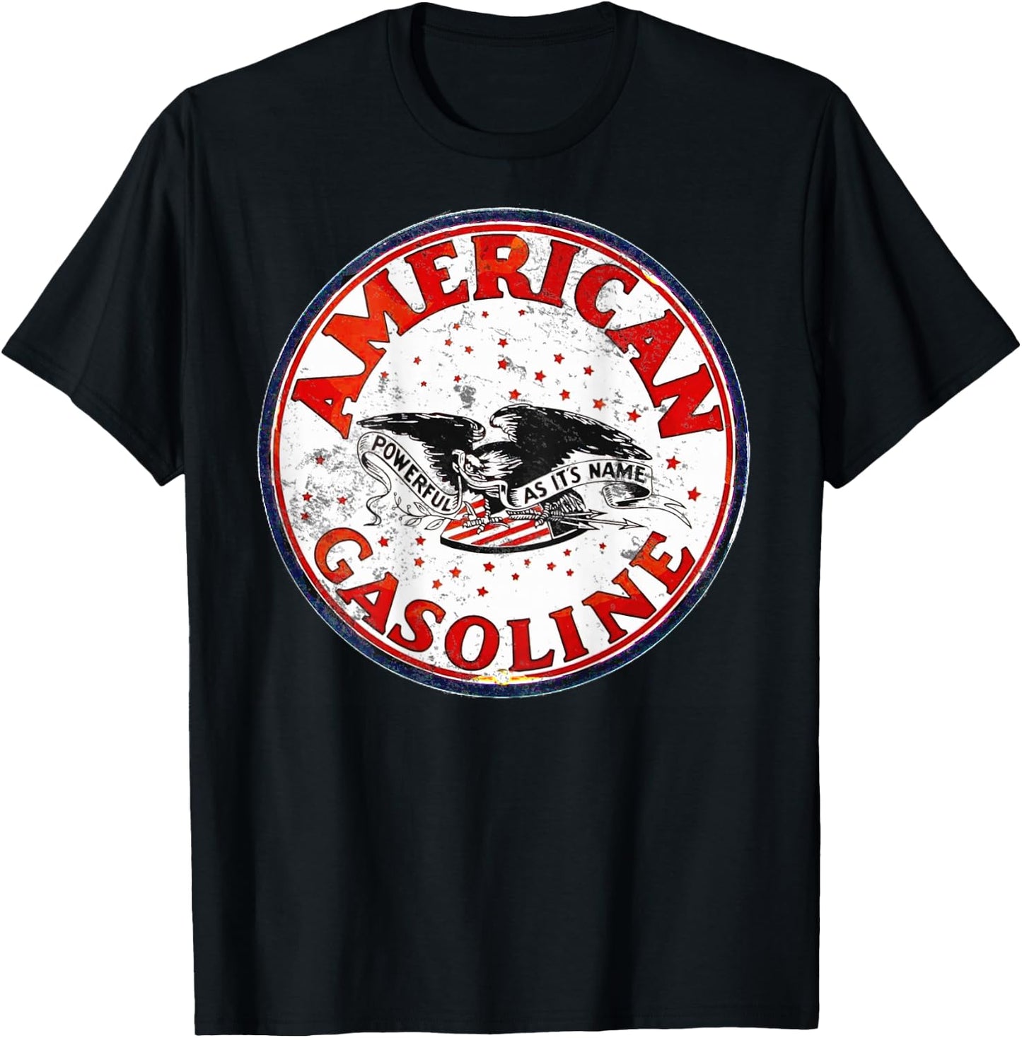 Back Only Print Retro Vintage Gas Station American Gasoline T-Shirt - T-Shirt | Black