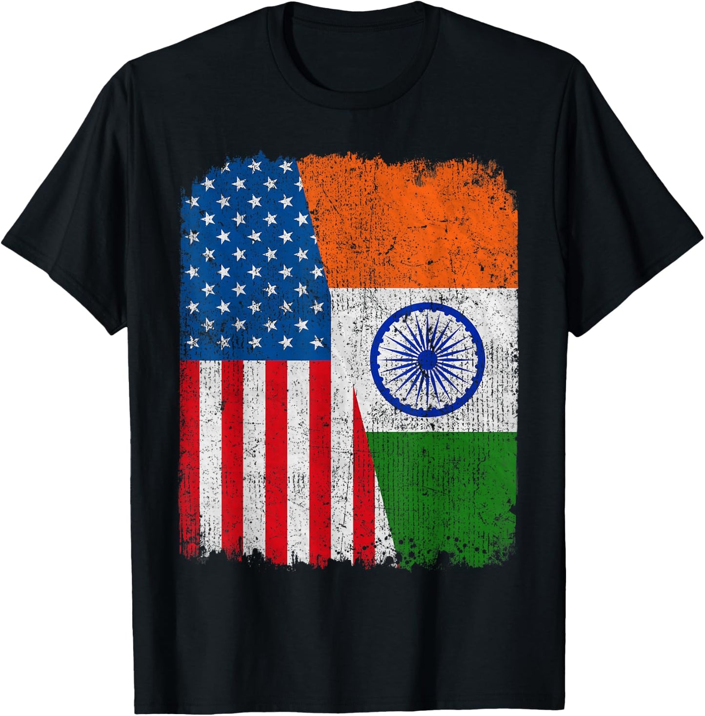 Indian American Flag Half USA India Root Proud T-Shirt - T-Shirt | Black
