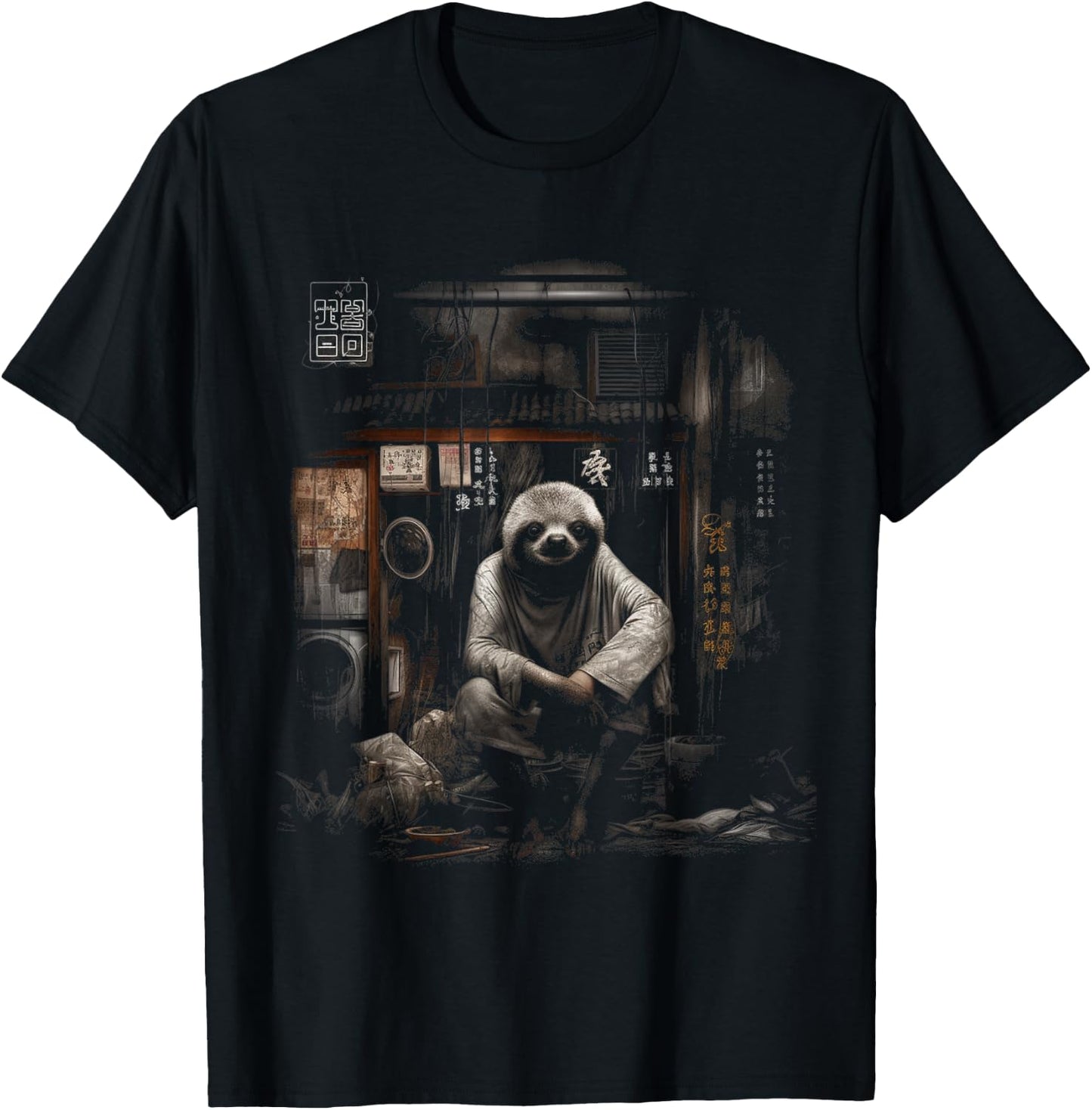 Sloth Fantasy - Animal Art Animal Motif Artwork Sloth T-Shirt - T-Shirt | Black