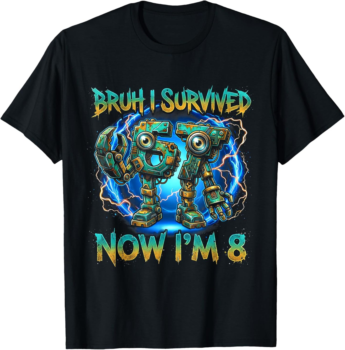8 Year Old Boys Birthday Outfit 67 Meme Girls 8th Birthday T-Shirt - T-Shirt | Black
