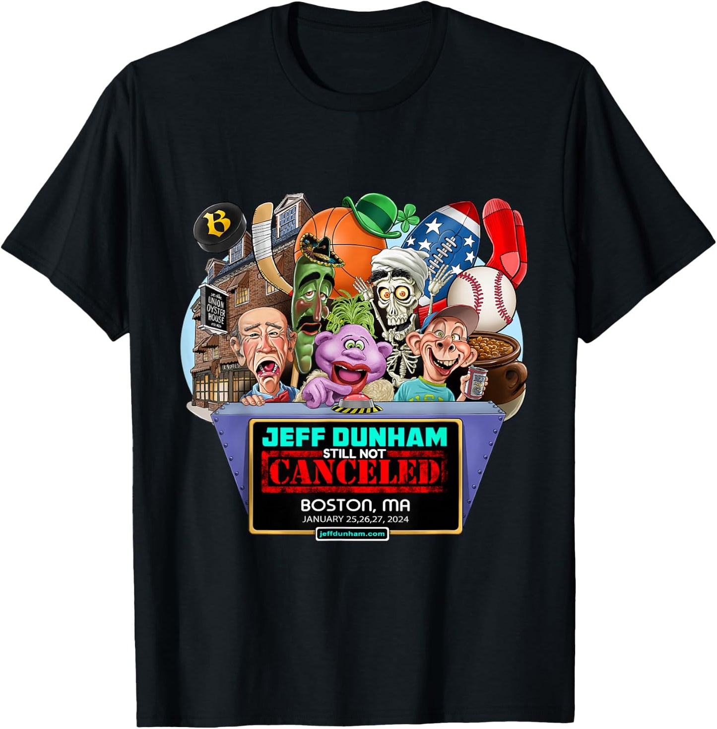 Jeff Dunham Boston, MA (2024) T-Shirt - T-Shirt | Black