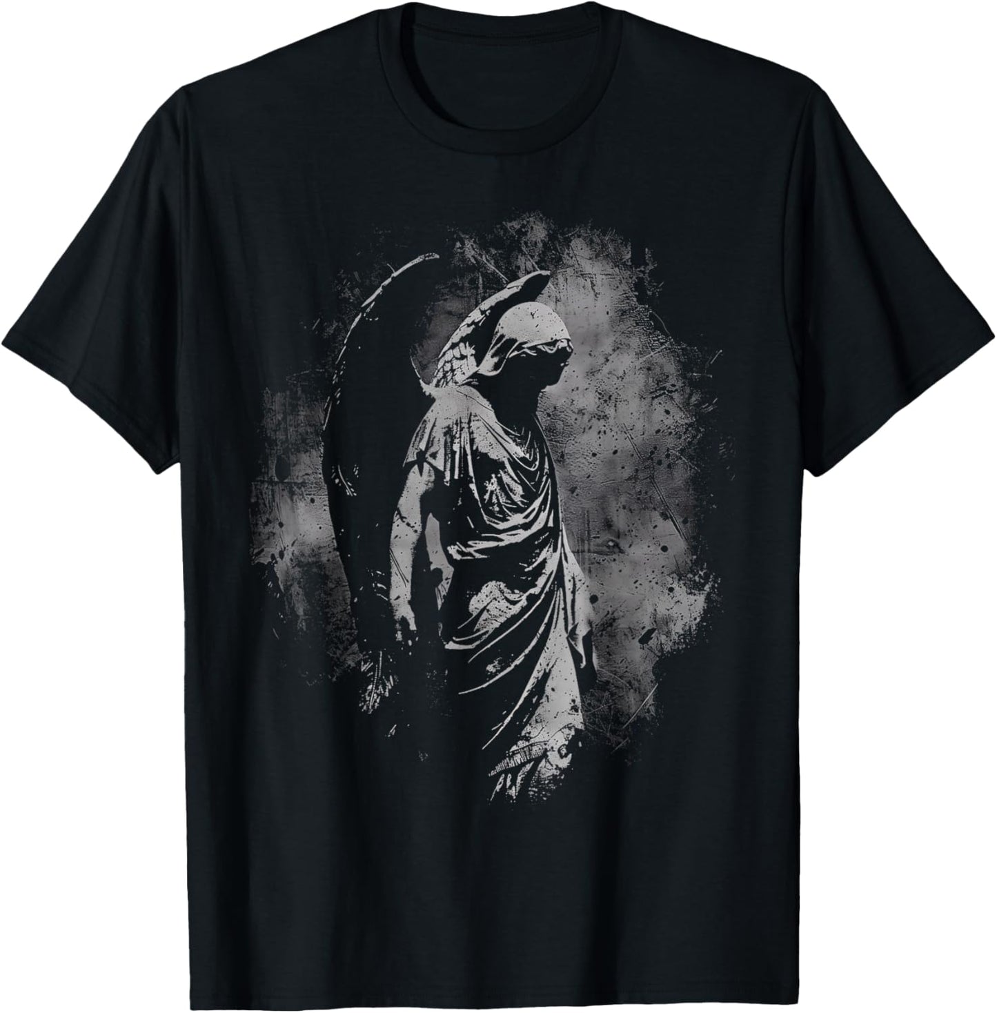 Goth Angel Fallen Statue Dark Art Occult Grunge Alt Horror , Small, Black T-Shirt - T-Shirt | Black