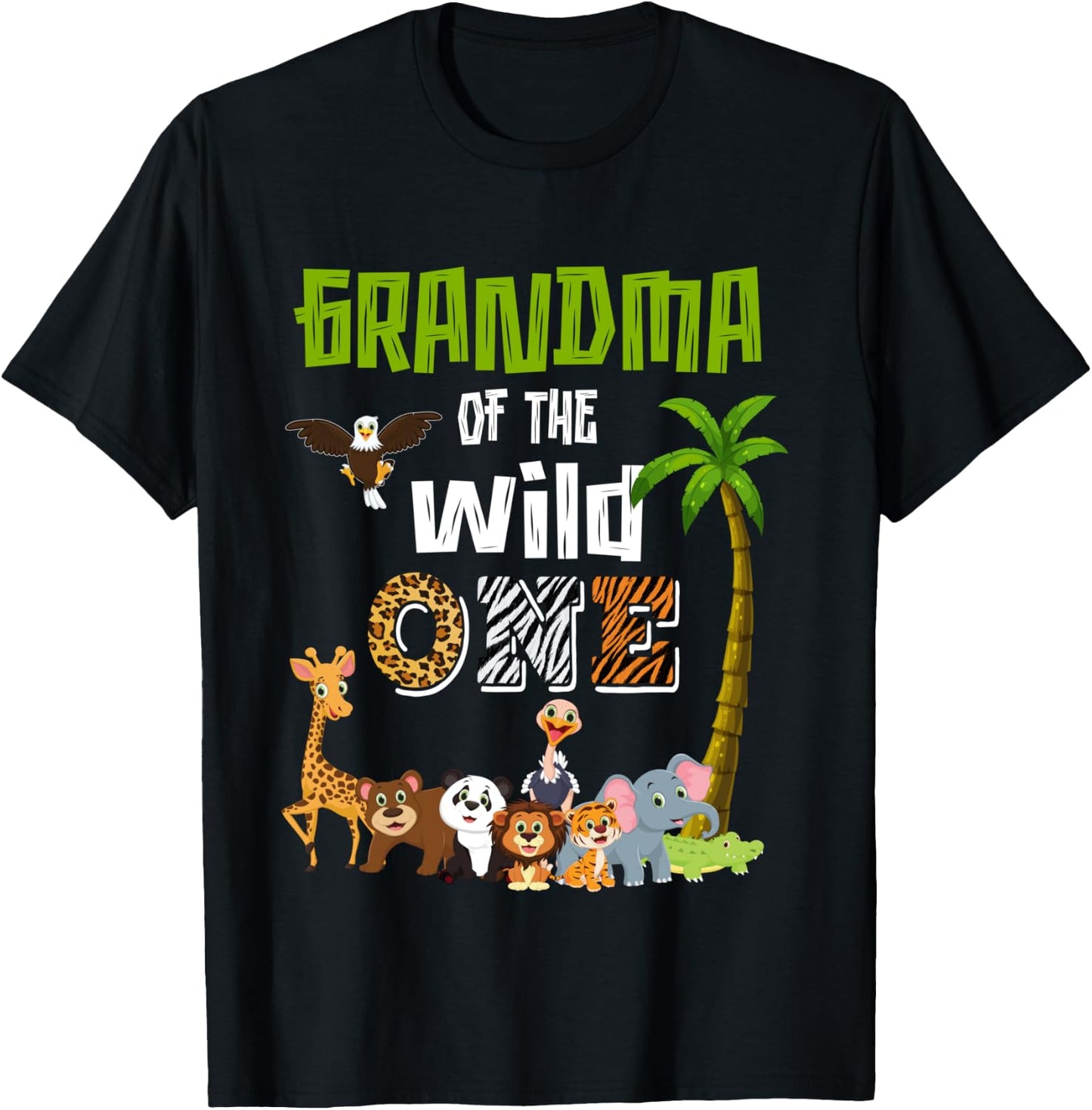 Grandma Of The Wild One Zoo Themed 1st Birthday Party T-Shirt - T-Shirt | Black