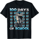 Dinosaur T Rex 100 Days of School Apparel 100 Days Smarter Kids -Kids Black Small Modern Straight Fit Cotton with Cartoon Dinosaur Pattern Short Sleeve T-Shirt - T-Shirt | Black