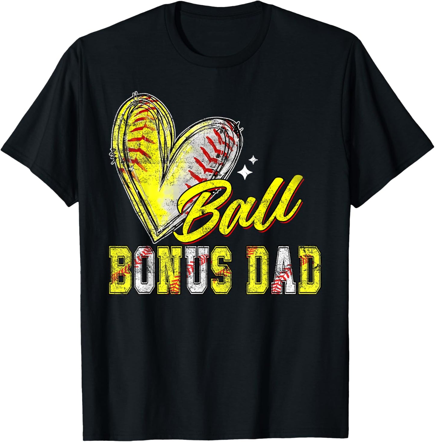 Funny Ball Bonus Dad Softball Baseball Bonus Dad T-Shirt - T-Shirt | Black
