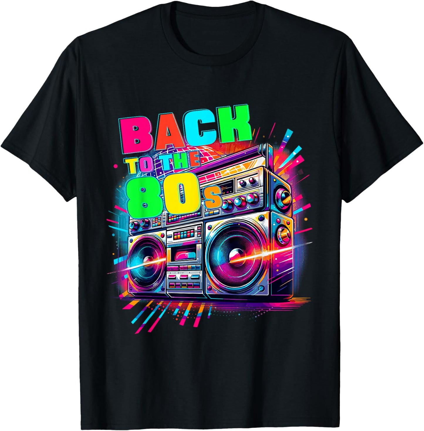 Back To The 80s Party Carnival Costume Fancy Dress 80s , black T-Shirt - T-Shirt | Black