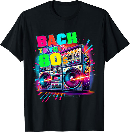Back To The 80s Party Carnival Costume Fancy Dress 80s , black T-Shirt - T-Shirt | Black