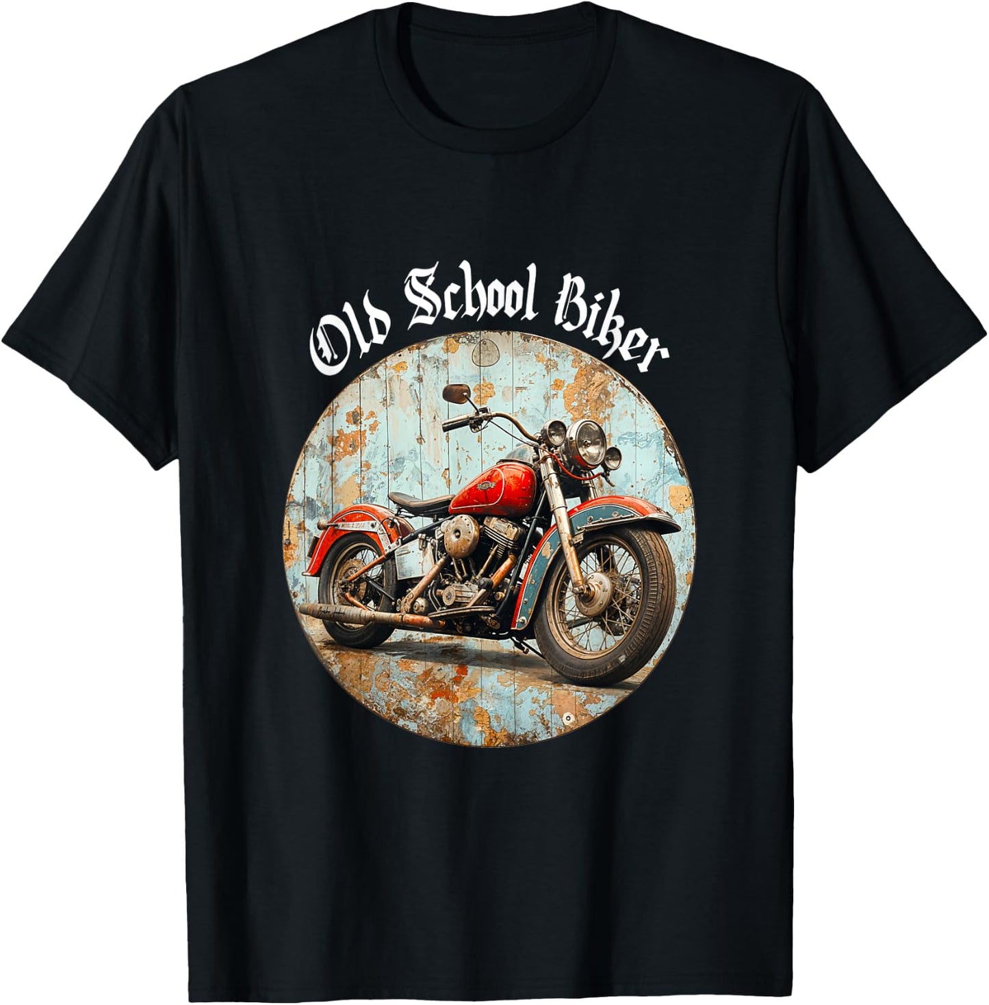 Old School Biker Motorcycle Biker Gift , Black, S T-Shirt - T-Shirt | Black