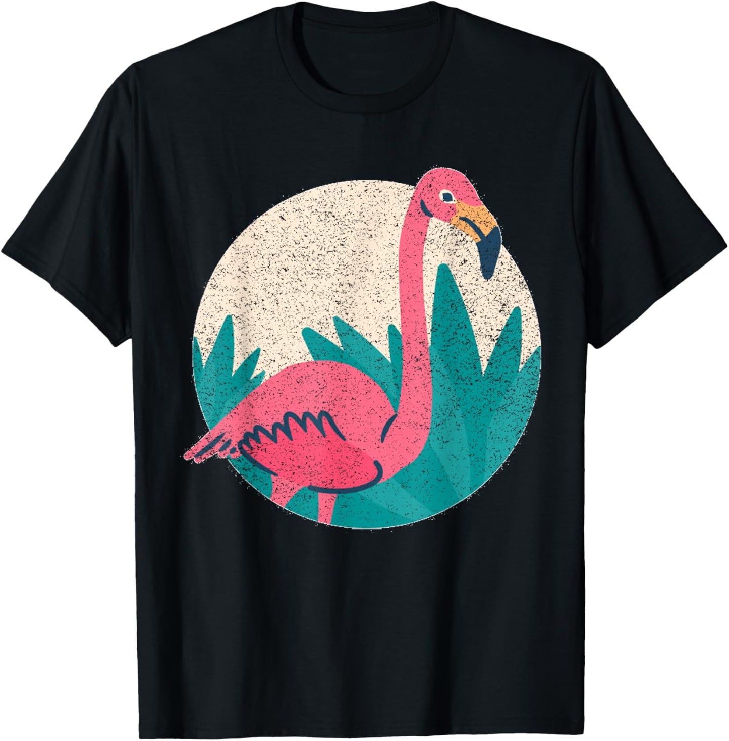Vintage Flamingo - Distressed Vintage Style Animal T T-Shirt - T-Shirt | Black