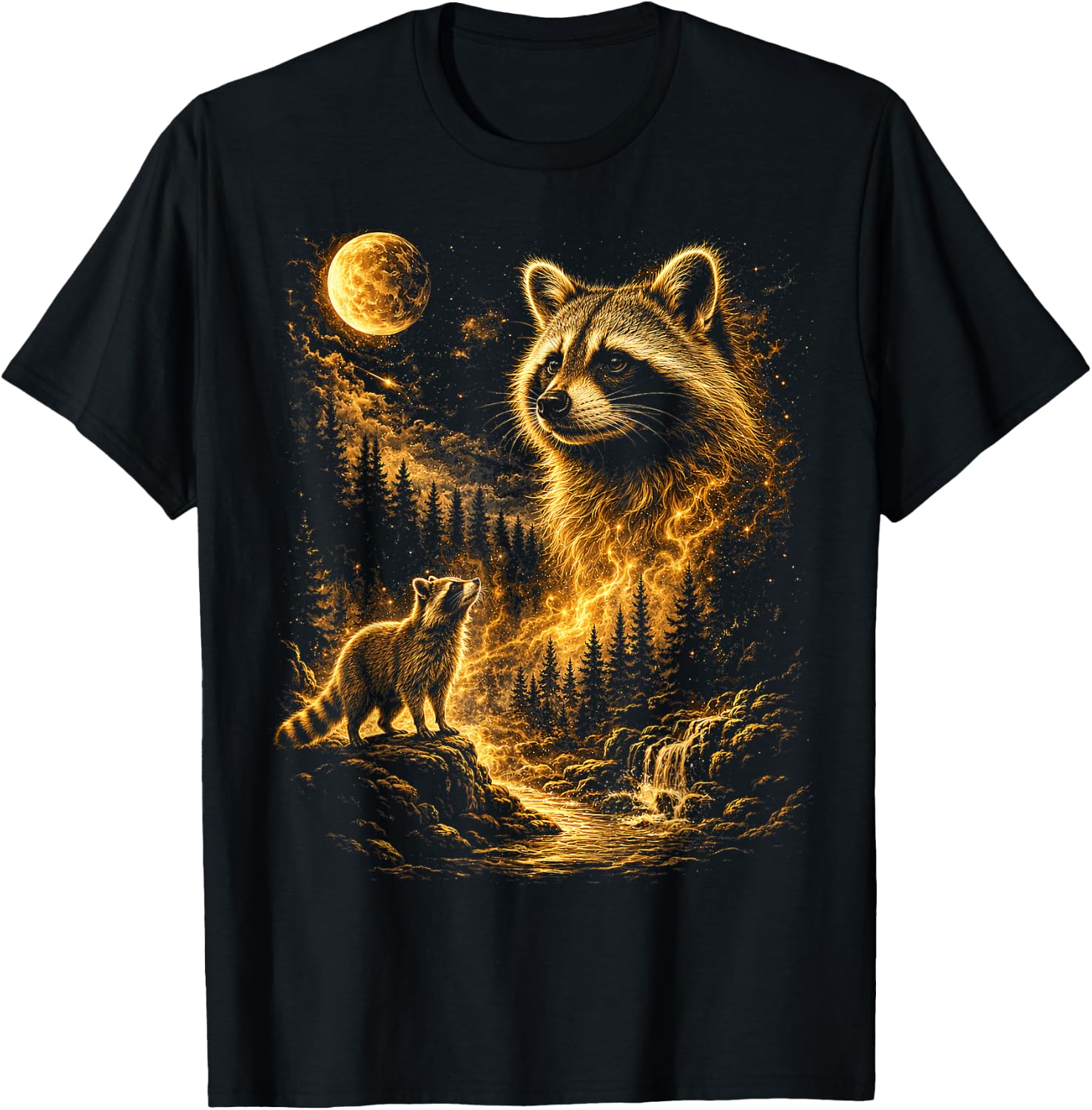 Cute Raccoon Boys Men Vintage Trash Panda Animal T-Shirt - T-Shirt | Black