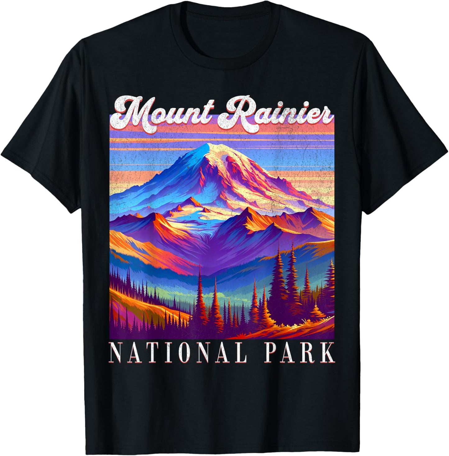 Mt. Rainier National Park Mountain Art Souvenir T-Shirt - T-Shirt | Black