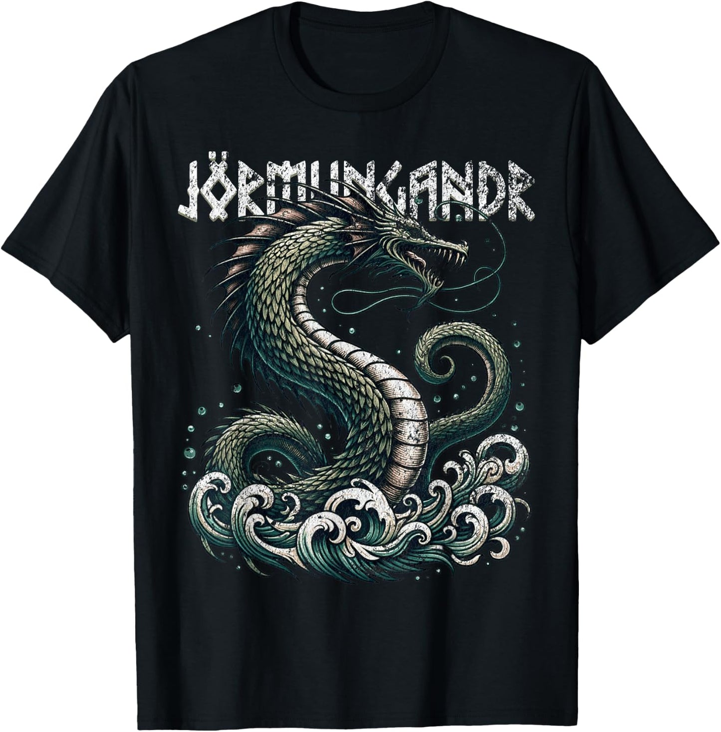 Jörmungandr Norse Mythology Serpent Viking Vintage Men T-Shirt - T-Shirt | Black
