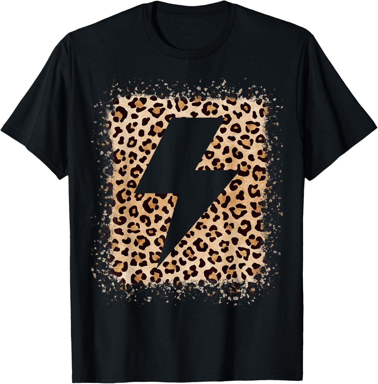 Animal Leopard Cheetah Print Bolt Lightning T-Shirt - T-Shirt | Black
