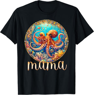 Mom & Baby Octopus - Sea Ocean Animal Mama Mother's Day T-Shirt - T-Shirt | Black
