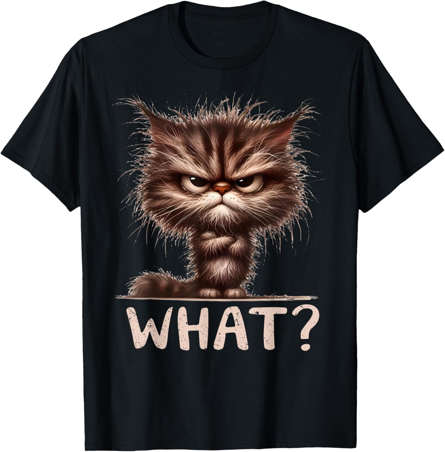 Cat What? Funny Annoyed Looking Cats Sarcasm Humor Saying Women Kids T-Shirt - T-Shirt | Black