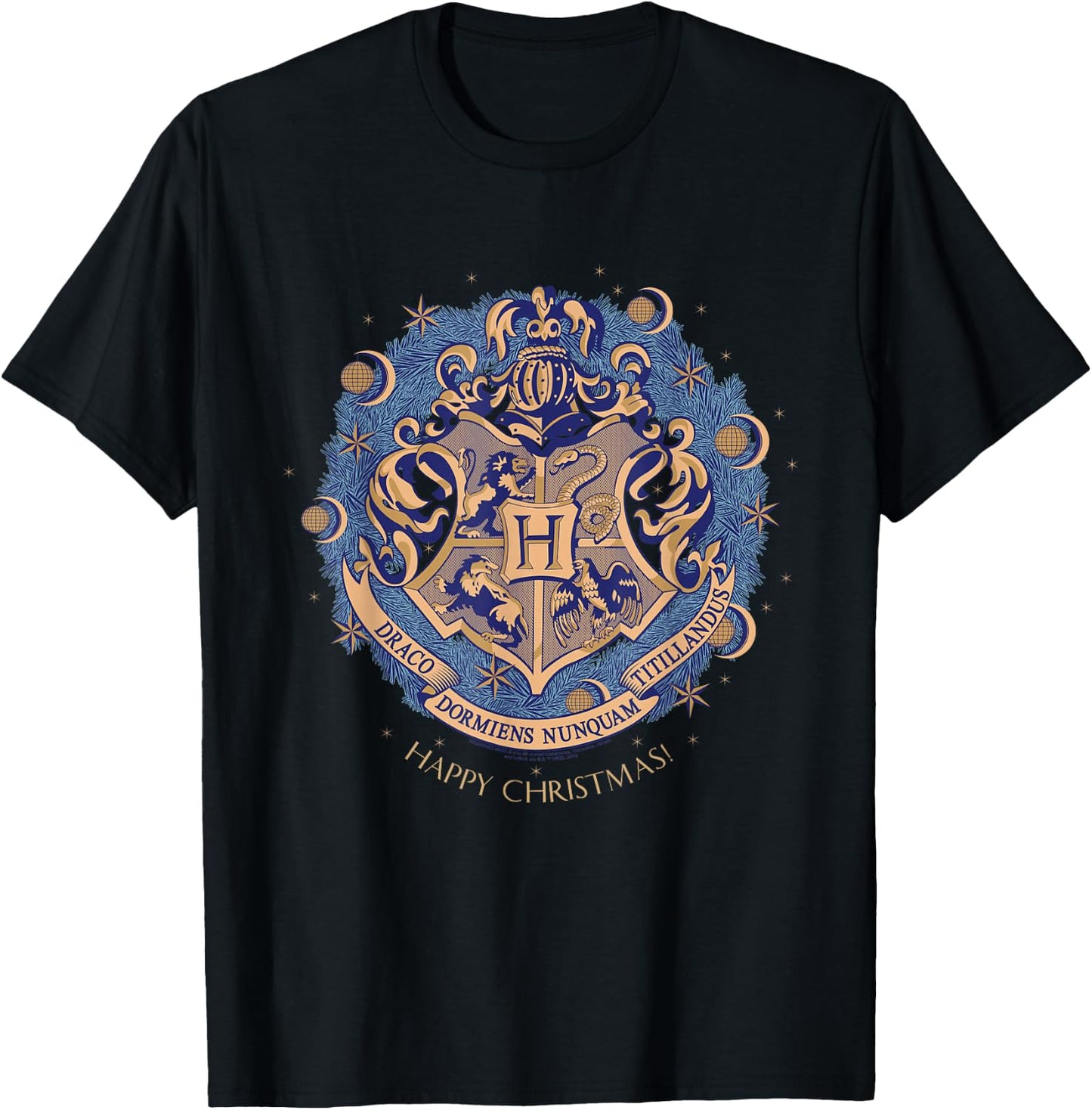 Harry Potter Happy Christmas from Hogwarts Christmas T-Shirt - T-Shirt | Black