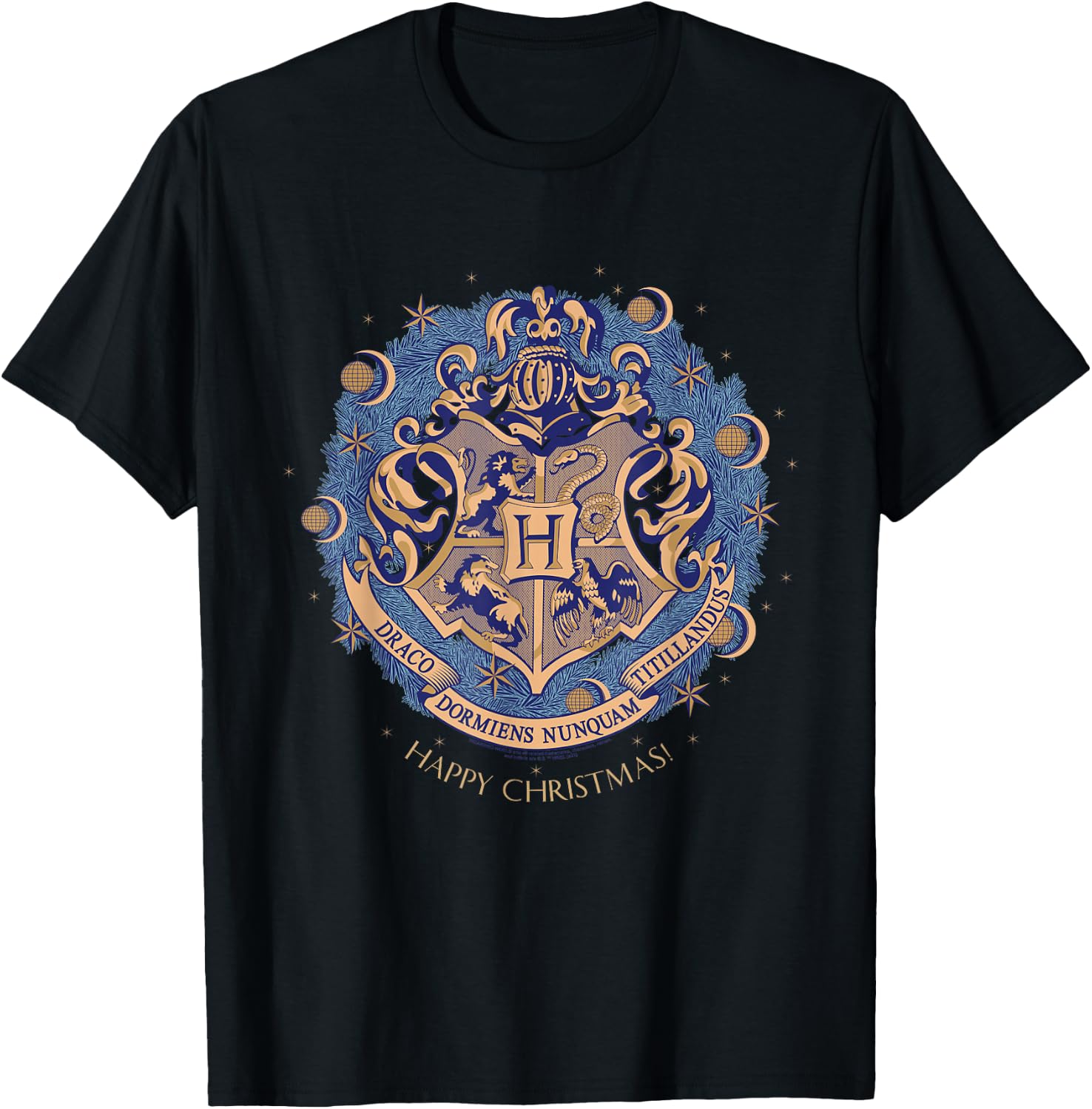 Harry Potter Happy Christmas from Hogwarts Christmas T-Shirt - T-Shirt | Black